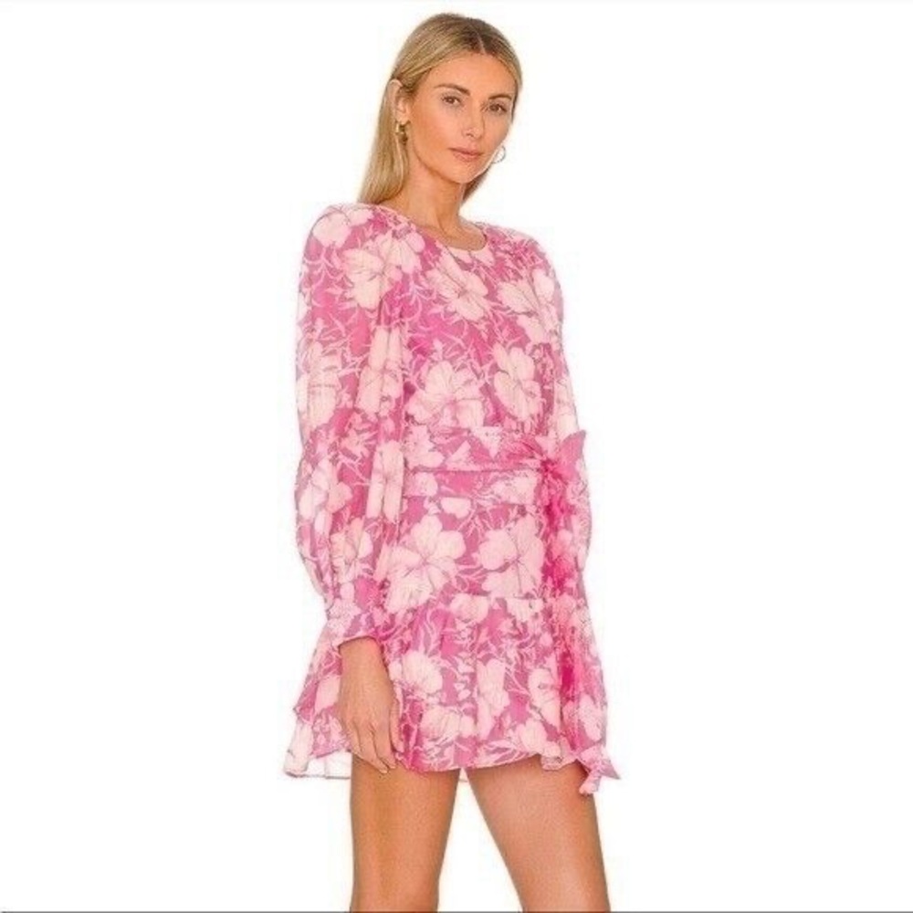 LoveShackFancy Teyana Sash-Waist Cotton-Silk Mini Dress
